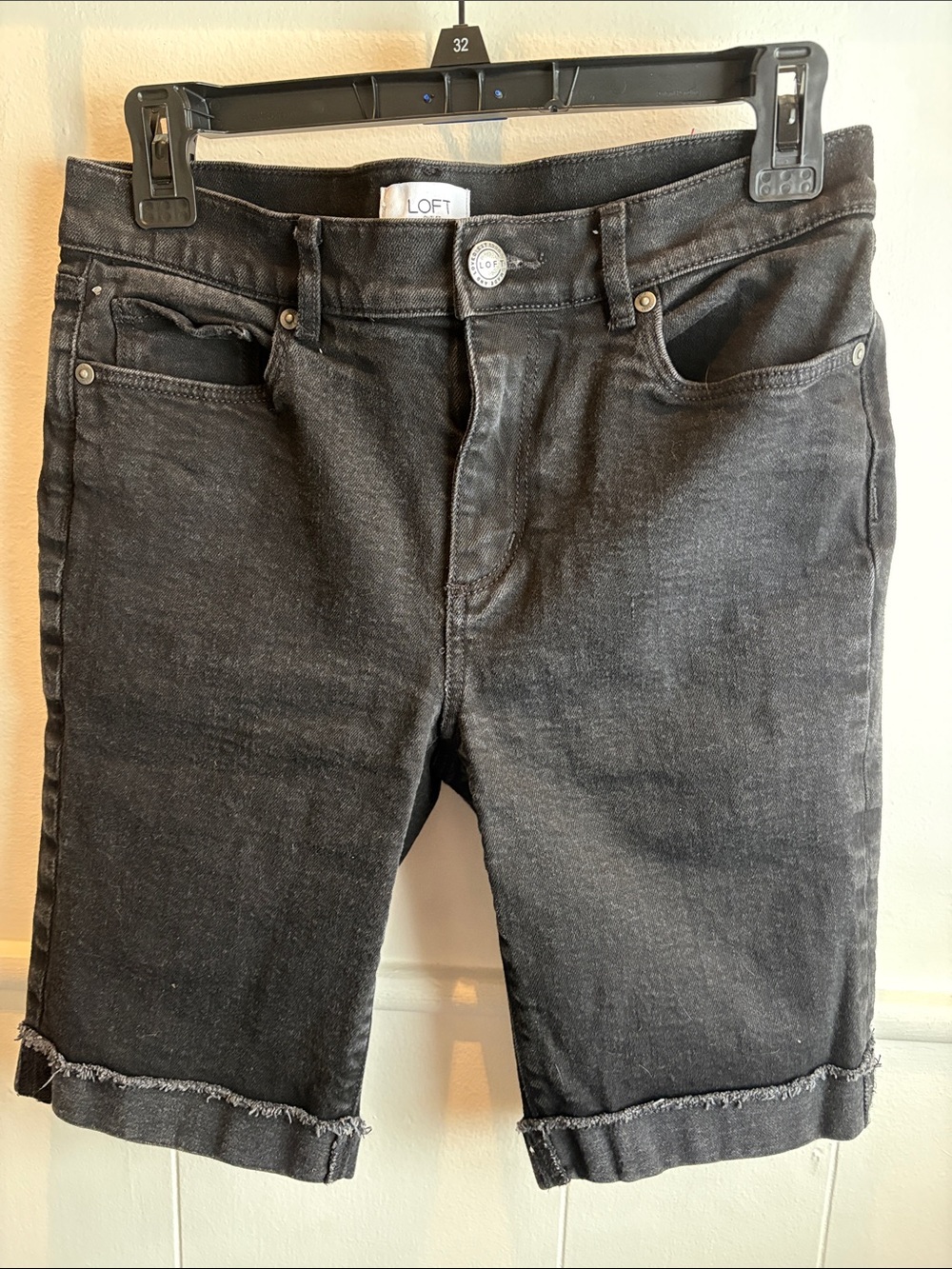 LOFT Black Denim Bermuda Shorts